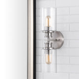 Jules Edison 16.5" Cylinder Iron/Seeded Glass Farmhouse Contemporary LED Wall Sconce