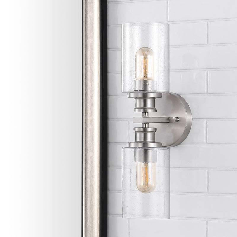 Jules Edison 16.5" Cylinder Iron/Seeded Glass Farmhouse Contemporary LED Wall Sconce