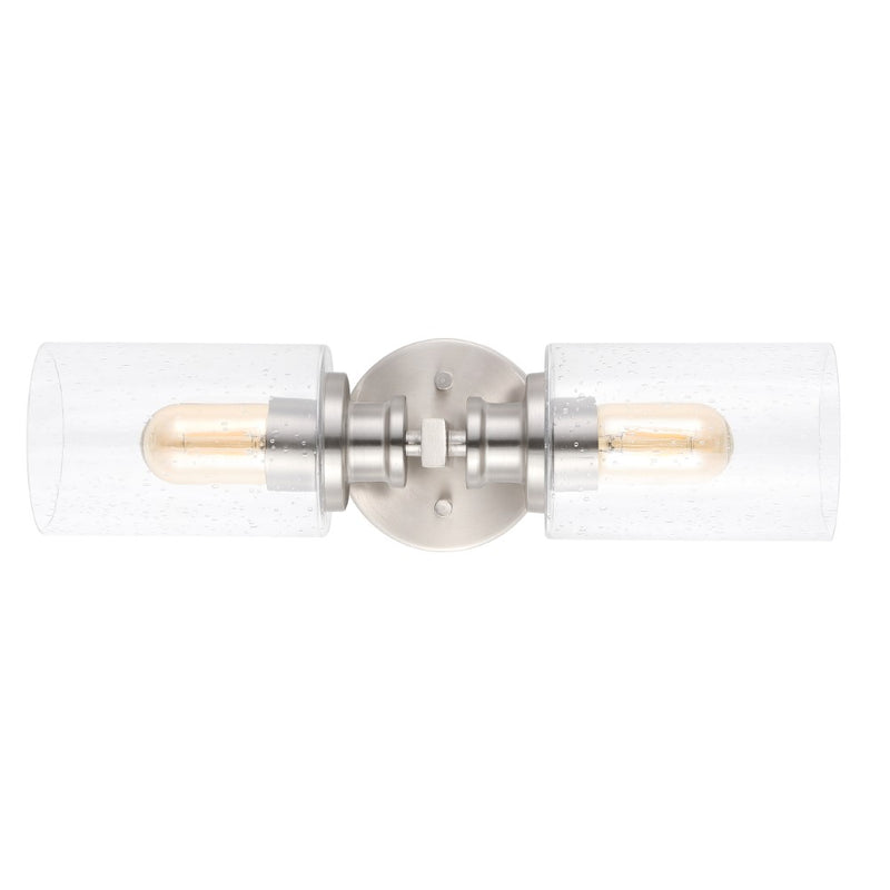 Jules Edison 16.5" Cylinder Iron/Seeded Glass Farmhouse Contemporary LED Wall Sconce