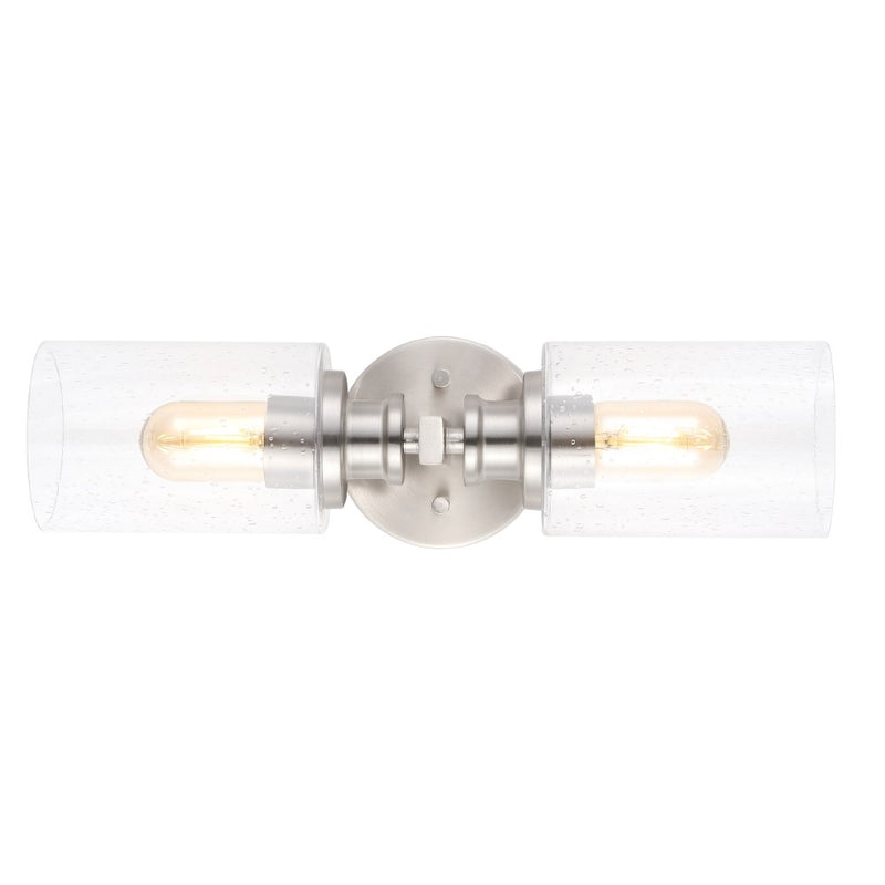 Jules Edison 16.5" Cylinder Iron/Seeded Glass Farmhouse Contemporary LED Wall Sconce