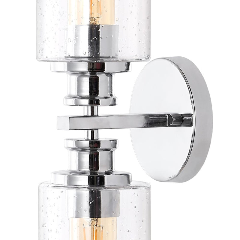 Jules Edison 16.5" Cylinder Iron/Seeded Glass Farmhouse Contemporary LED Wall Sconce