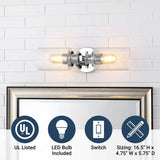 Jules Edison 16.5" Cylinder Iron/Seeded Glass Farmhouse Contemporary LED Wall Sconce Chrome / 2 Sockets – ICONS