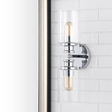 Jules Edison 16.5" Cylinder Iron/Seeded Glass Farmhouse Contemporary LED Wall Sconce