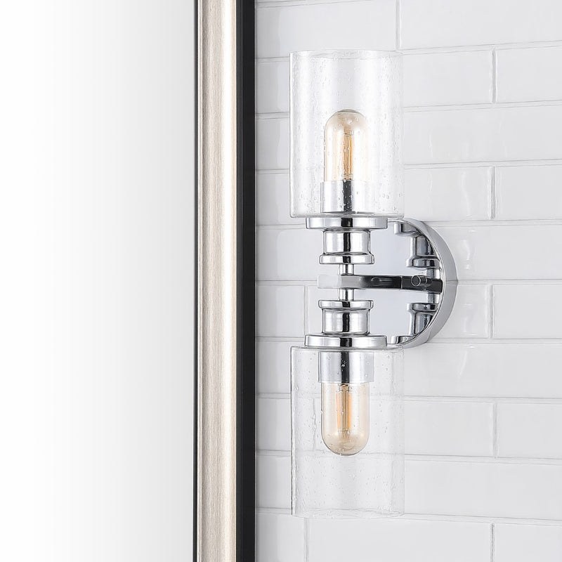 Jules Edison 16.5" Cylinder Iron/Seeded Glass Farmhouse Contemporary LED Wall Sconce