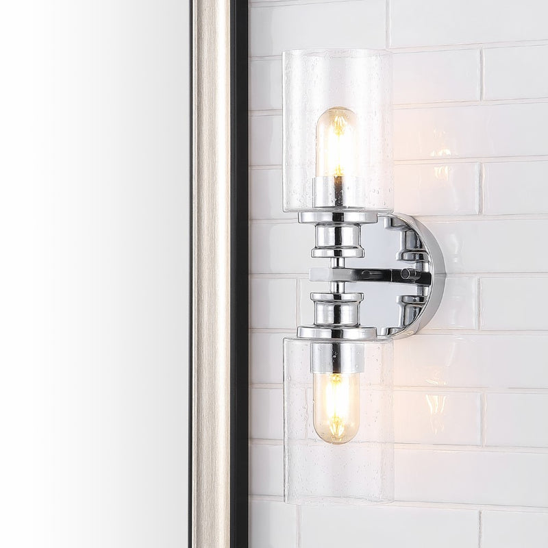 Jules Edison 16.5" Cylinder Iron/Seeded Glass Farmhouse Contemporary LED Wall Sconce