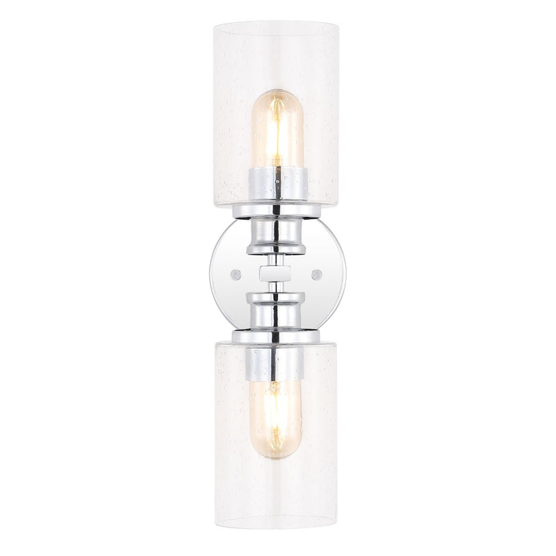 Jules Edison 16.5" Cylinder Iron/Seeded Glass Farmhouse Contemporary LED Wall Sconce