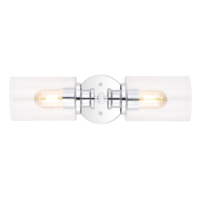 Jules Edison 16.5" Cylinder Iron/Seeded Glass Farmhouse Contemporary LED Wall Sconce