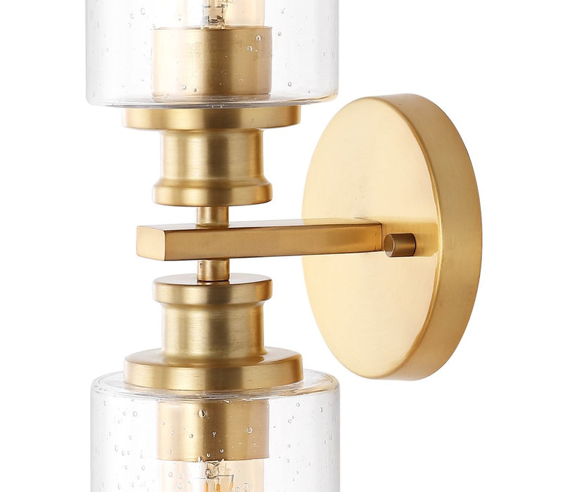 Jules Edison 16.5" Cylinder Iron/Seeded Glass Farmhouse Contemporary LED Wall Sconce
