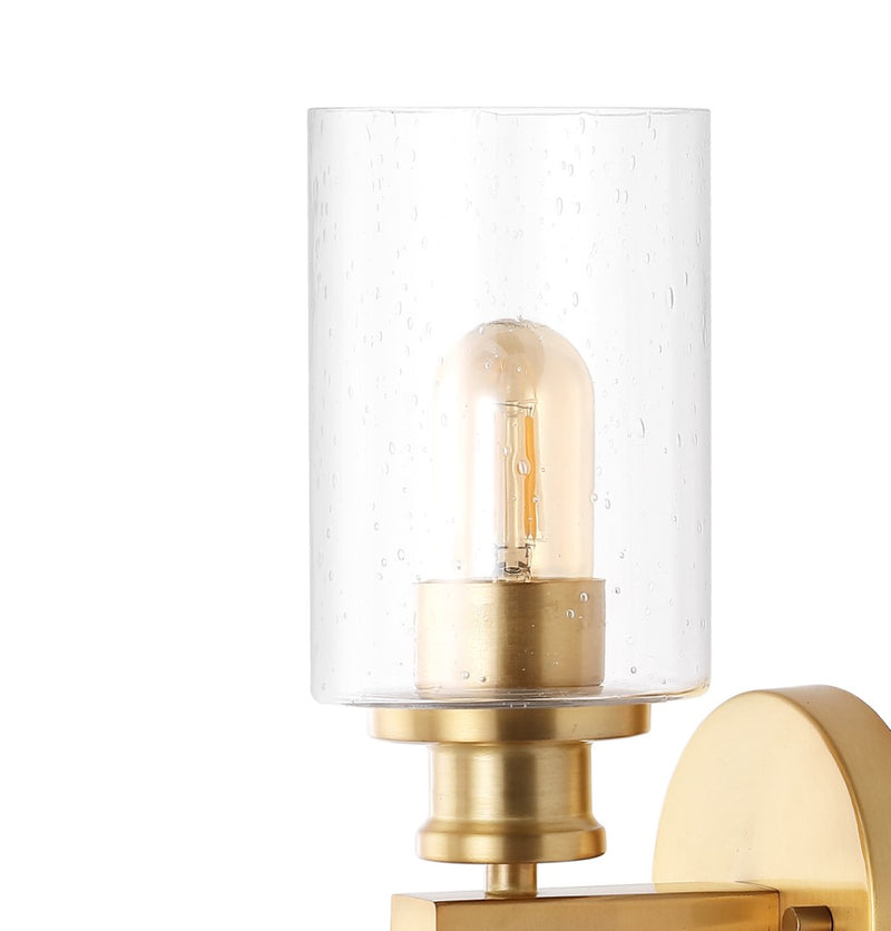 Jules Edison 16.5" Cylinder Iron/Seeded Glass Farmhouse Contemporary LED Wall Sconce