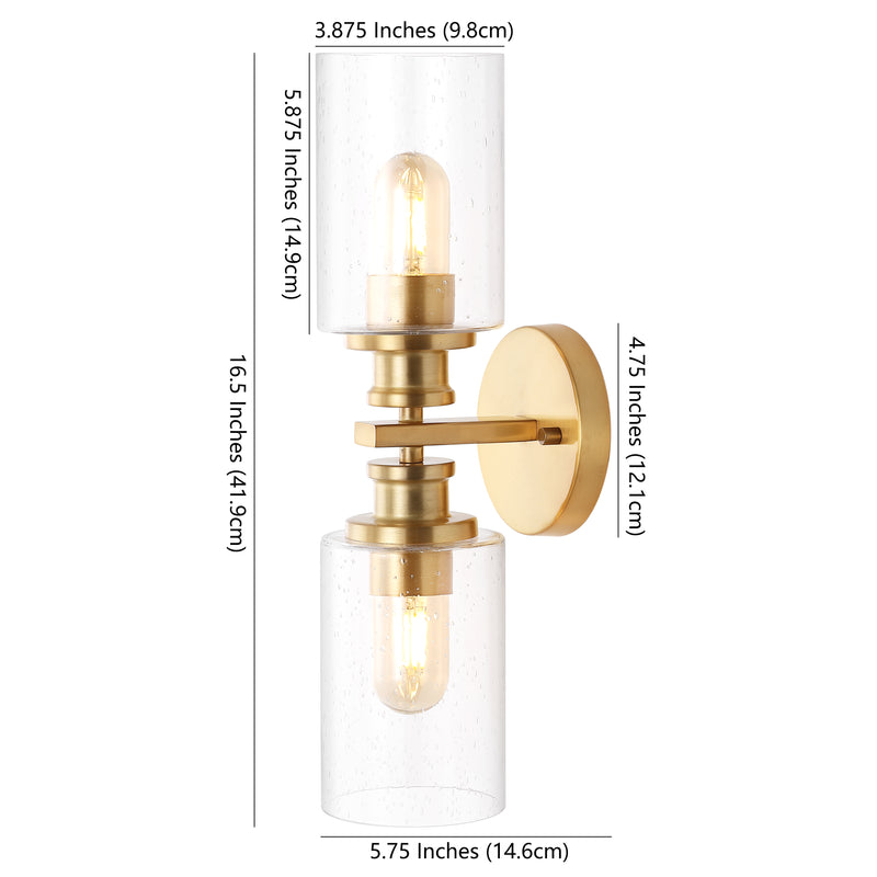 Jules Edison 16.5" Cylinder Iron/Seeded Glass Farmhouse Contemporary LED Wall Sconce