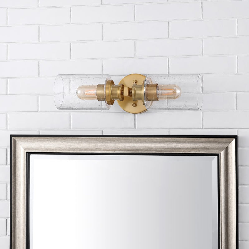 Jules Edison 16.5" Cylinder Iron/Seeded Glass Farmhouse Contemporary LED Wall Sconce