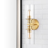 Jules Edison 16.5" Cylinder Iron/Seeded Glass Farmhouse Contemporary LED Wall Sconce