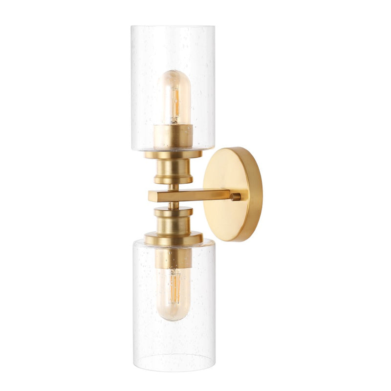 Jules Edison 16.5" Cylinder Iron/Seeded Glass Farmhouse Contemporary LED Wall Sconce
