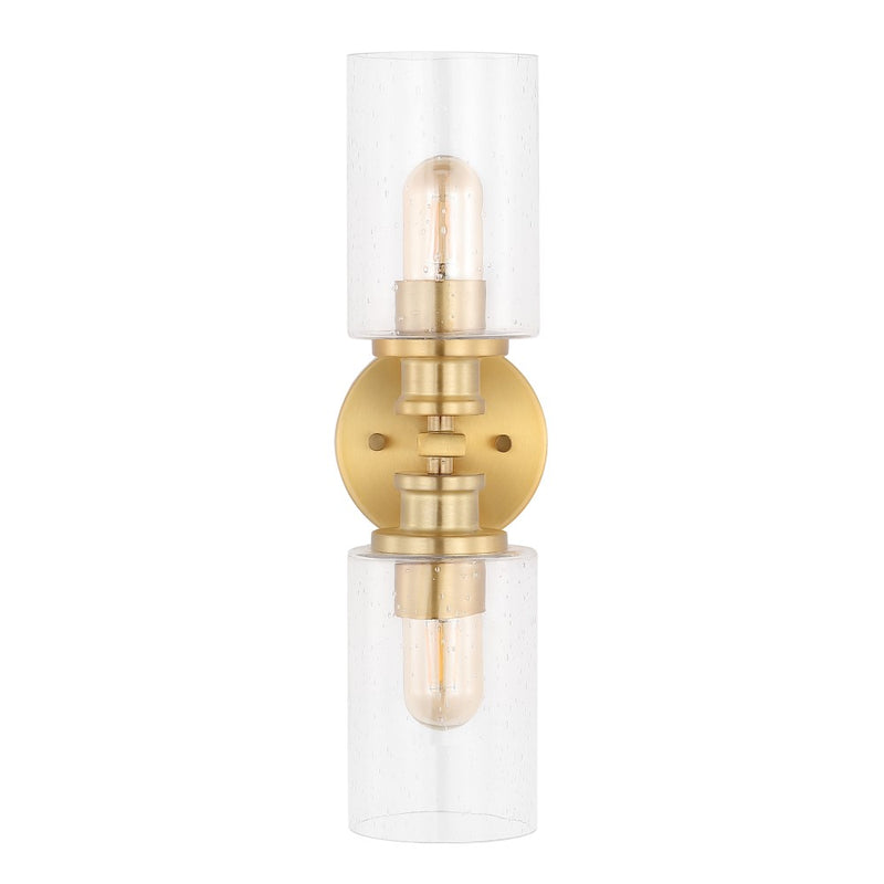 Jules Edison 16.5" Cylinder Iron/Seeded Glass Farmhouse Contemporary LED Wall Sconce