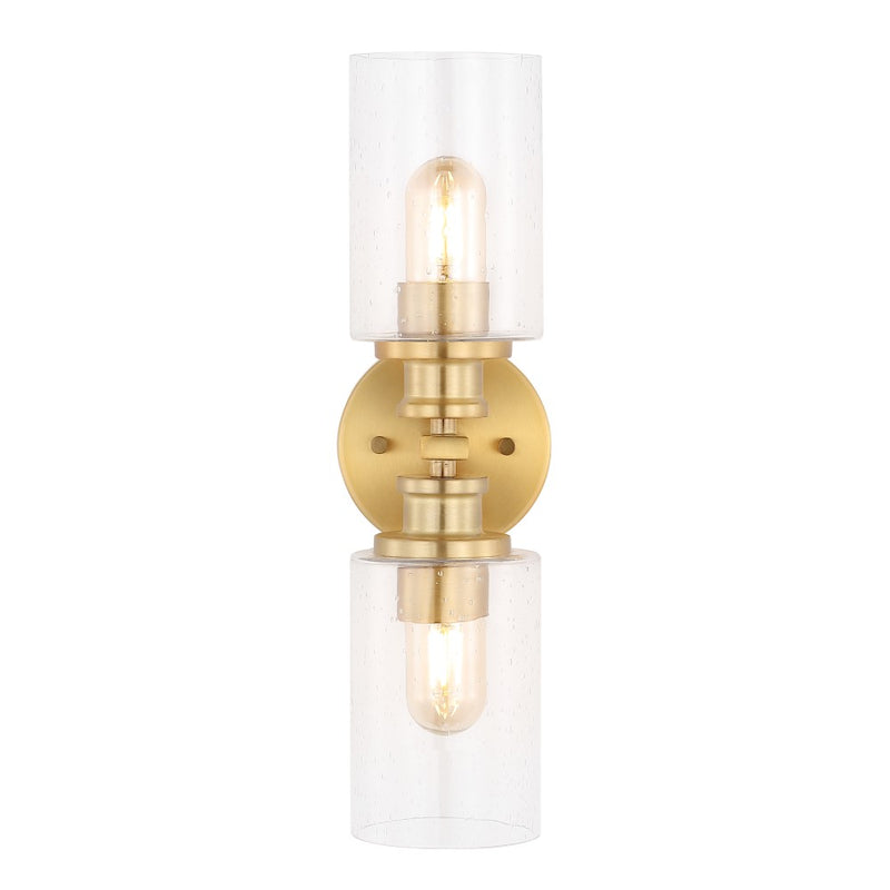Jules Edison 16.5" Cylinder Iron/Seeded Glass Farmhouse Contemporary LED Wall Sconce