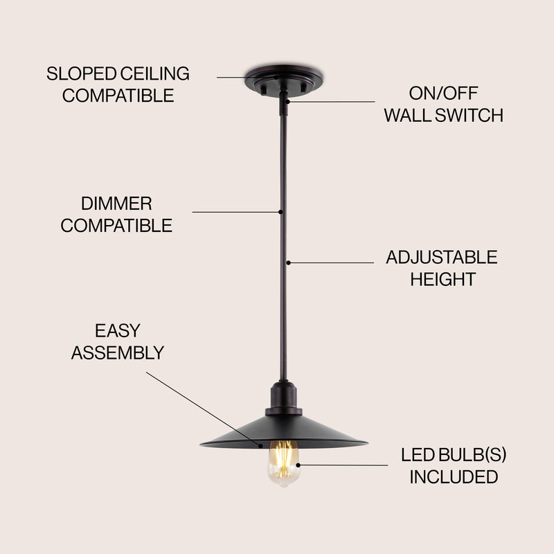 Cade 34.25" Metal Farmhouse Industrial LED Pendant
