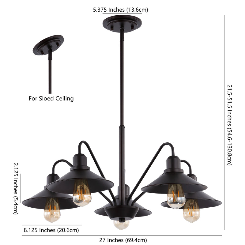 Cade 34.25" Metal Farmhouse Industrial LED Pendant - JONATHAN Y