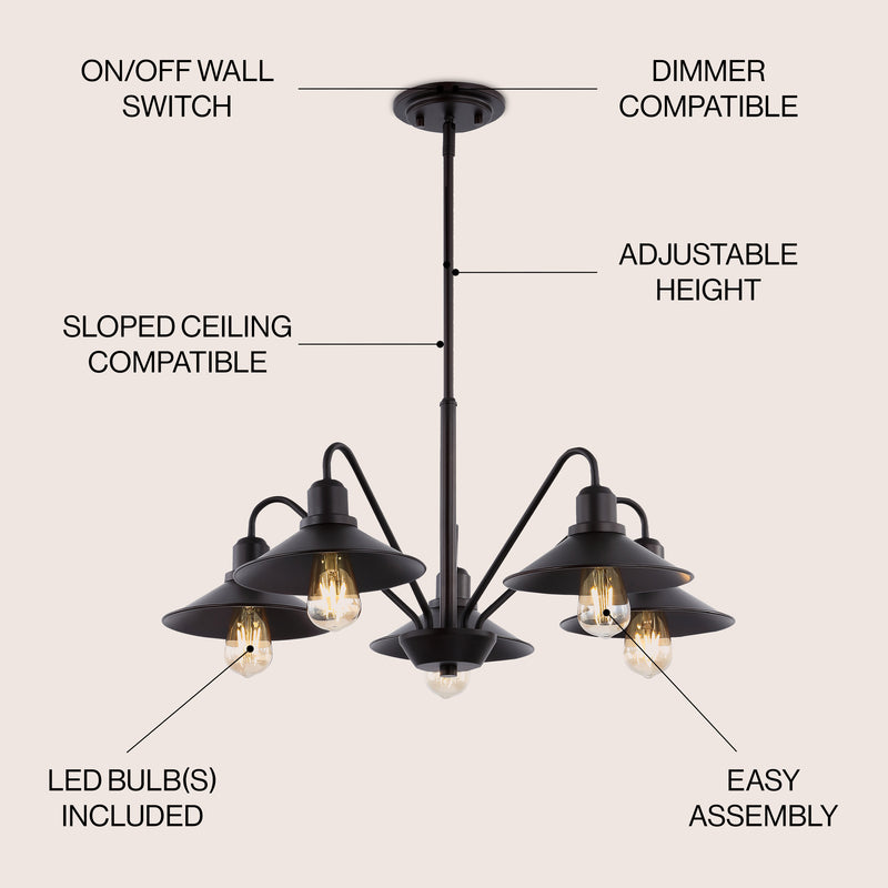 Cade 34.25" Metal Farmhouse Industrial LED Pendant