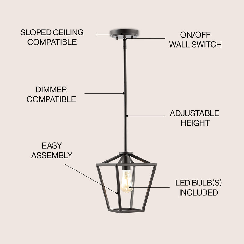 Grace Industrial Farmhouse LED Pendant - JONATHAN Y