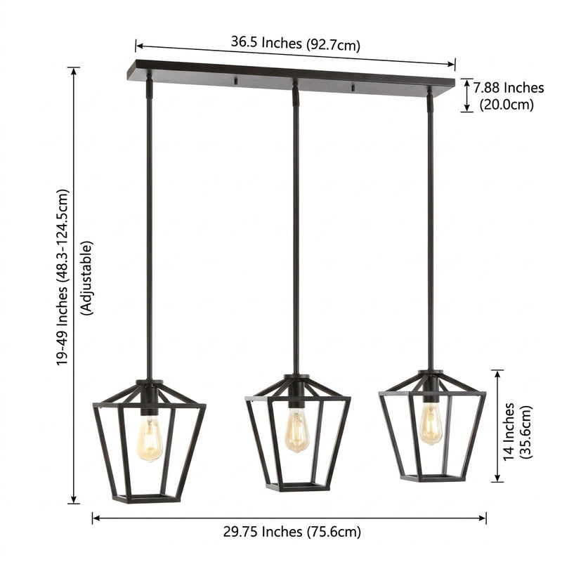 Grace Industrial Farmhouse LED Pendant Oil Rubbed Bronze / 3 Sockets – DIM