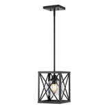 Amara 8" Industrial Farmhouse Iron/Glass LED Pendant - JONATHAN Y