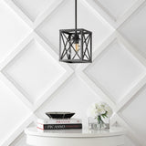Amara 8" Industrial Farmhouse Iron/Glass LED Pendant - JONATHAN Y