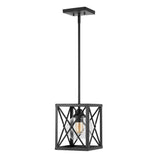 Amara 8" Industrial Farmhouse Iron/Glass LED Pendant - JONATHAN Y
