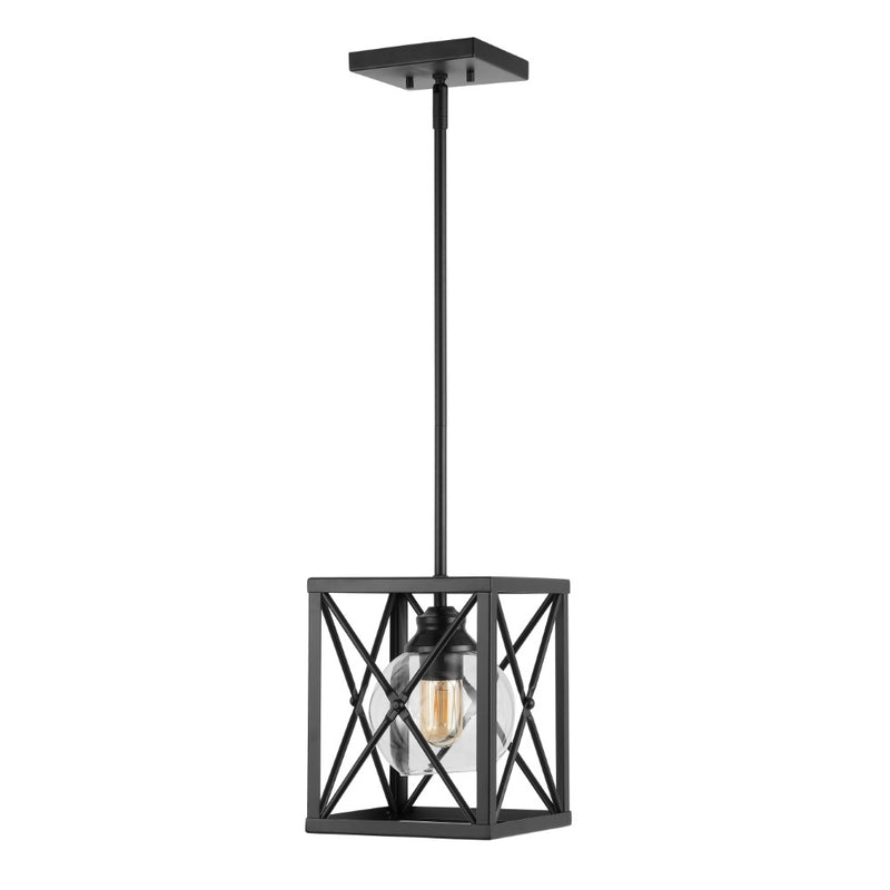 Amara 8" Industrial Farmhouse Iron/Glass LED Pendant - JONATHAN Y