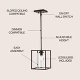Quinn 8.13" Industrial Farmhouse Iron/Glass LED Pendant - JONATHAN Y