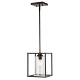Quinn 8.13" Industrial Farmhouse Iron/Glass LED Pendant - JONATHAN Y