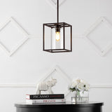Quinn 8.13" Industrial Farmhouse Iron/Glass LED Pendant - JONATHAN Y