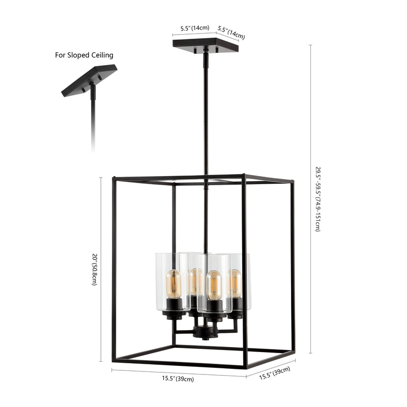 Quinn 8.13" Industrial Farmhouse Iron/Glass LED Pendant - JONATHAN Y