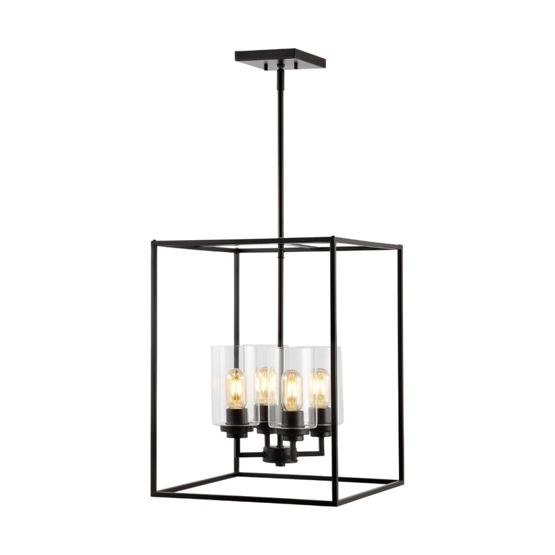 Quinn 8.13" Industrial Farmhouse Iron/Glass LED Pendant - JONATHAN Y