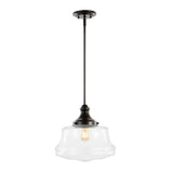 Schoolhouse 14" Bohemian Farmhouse Iron/Glass LED Pendant - JONATHAN Y