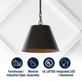 Harper Industrial Farmhouse Iron LED Pendant Oil Rubbed Bronze / 12'' – ICONS