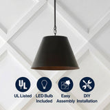 Harper Industrial Farmhouse Iron LED Pendant Oil Rubbed Bronze / 17.88'' – ICONS