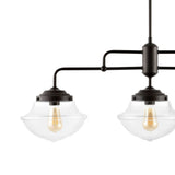 Avery 37.5" Industrial Farmhouse Rustic Iron/Glass Linear LED Pendant - JONATHAN Y