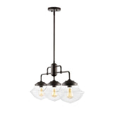 Avery 37.5" Industrial Farmhouse Rustic Iron/Glass Linear LED Pendant - JONATHAN Y