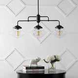 Avery 37.5" Industrial Farmhouse Rustic Iron/Glass Linear LED Pendant - JONATHAN Y