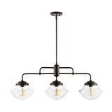 Avery 37.5" Industrial Farmhouse Rustic Iron/Glass Linear LED Pendant - JONATHAN Y
