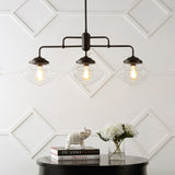 Avery 37.5" Industrial Farmhouse Rustic Iron/Glass Linear LED Pendant - JONATHAN Y