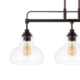 Marlowe 32.5"  Farmhouse Industrial Iron/Glass Linear LED Pendant - JONATHAN Y