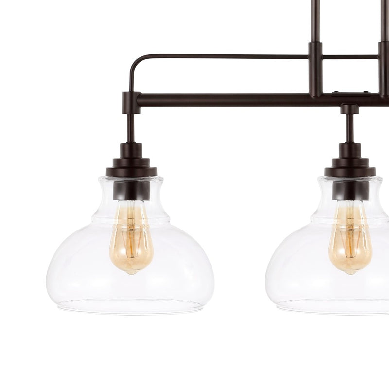 Marlowe 32.5"  Farmhouse Industrial Iron/Glass Linear LED Pendant - JONATHAN Y