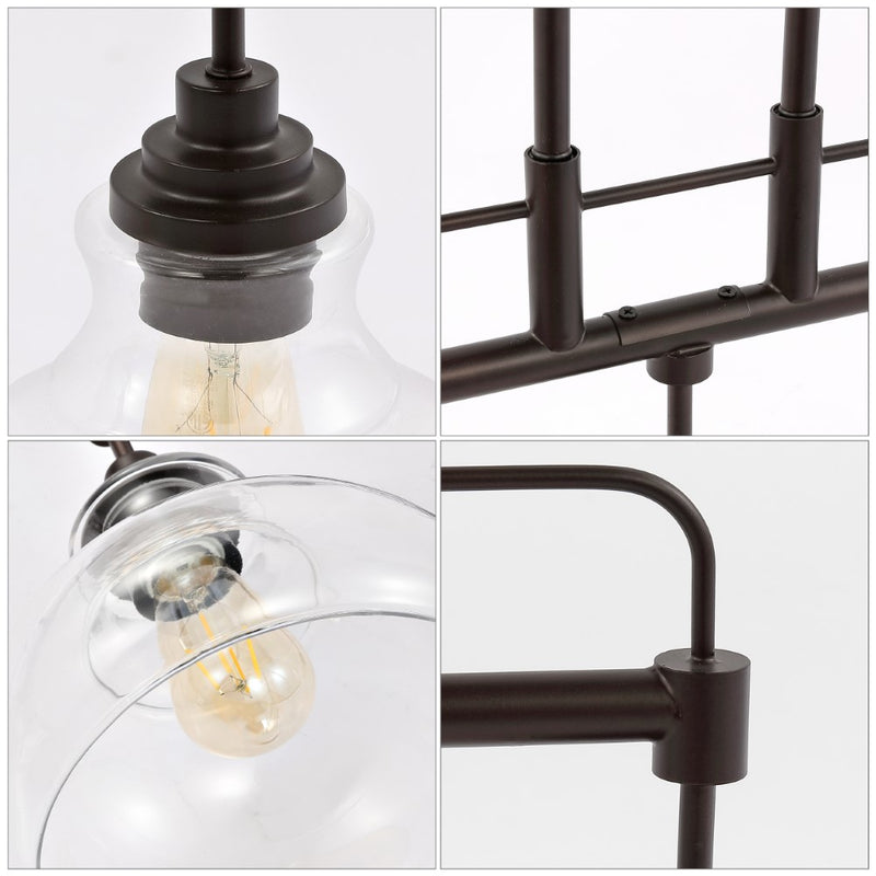 Marlowe 32.5"  Farmhouse Industrial Iron/Glass Linear LED Pendant - JONATHAN Y