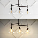 Marlowe 32.5"  Farmhouse Industrial Iron/Glass Linear LED Pendant - JONATHAN Y