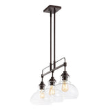 Marlowe 32.5"  Farmhouse Industrial Iron/Glass Linear LED Pendant - JONATHAN Y