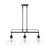 Marlowe 32.5"  Farmhouse Industrial Iron/Glass Linear LED Pendant - JONATHAN Y