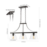 Jayden 36" Industrial Farmhouse Iron/Glass Linear LED Pendant - JONATHAN Y