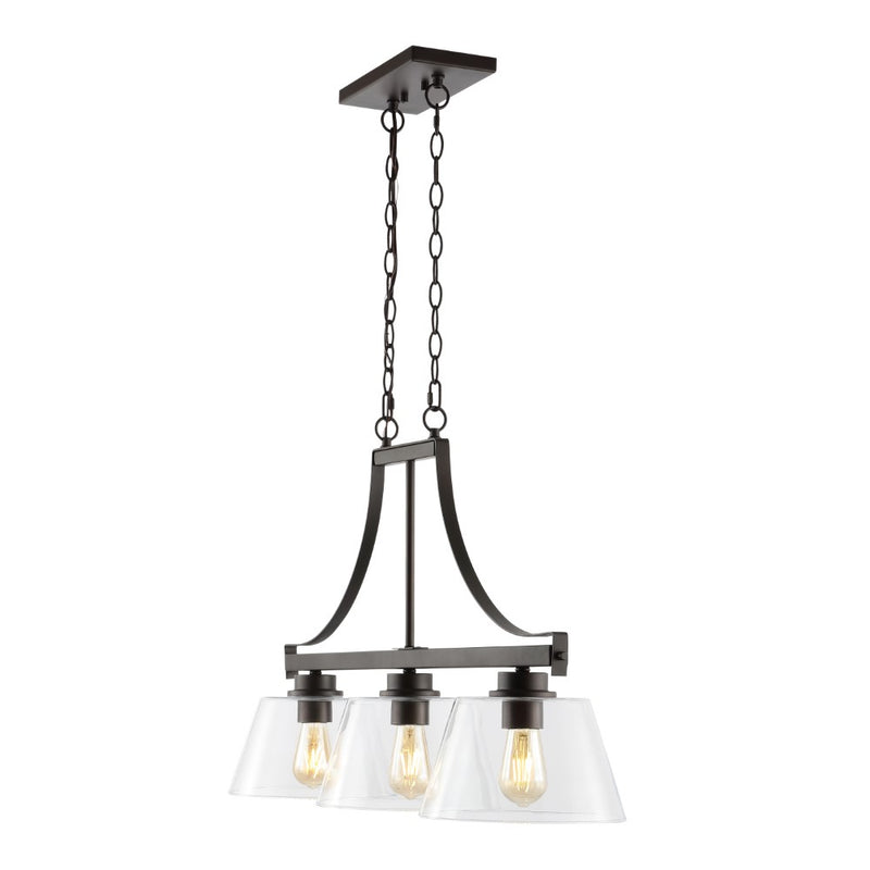 Jayden 36" Industrial Farmhouse Iron/Glass Linear LED Pendant - JONATHAN Y