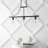 Jayden 36" Industrial Farmhouse Iron/Glass Linear LED Pendant - JONATHAN Y